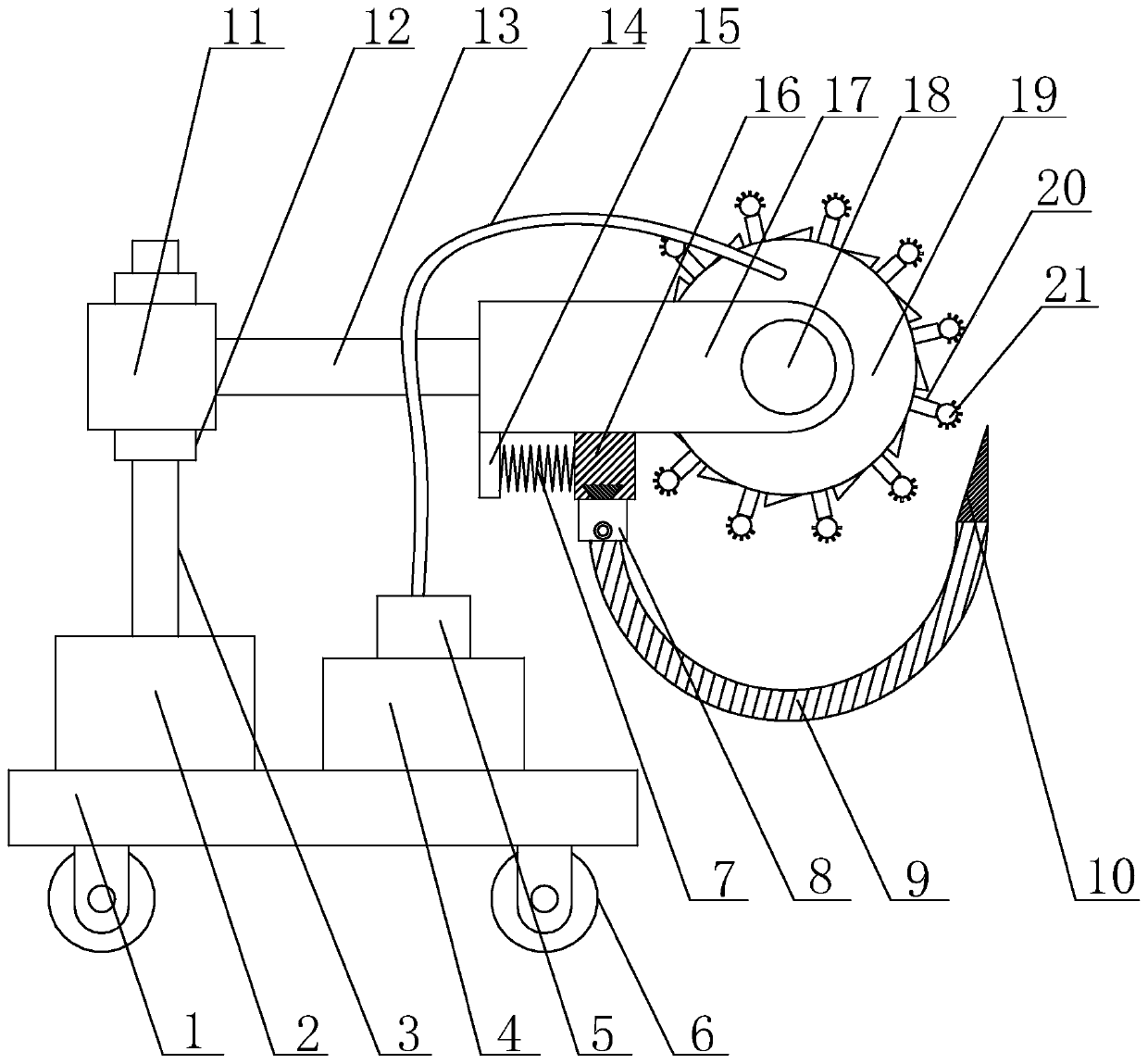 Device used for cleaning wall on wall surface internal corner, and use method of device