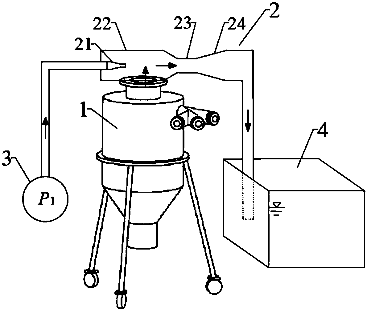 Mixing material separation and dust-reduction device and application thereof