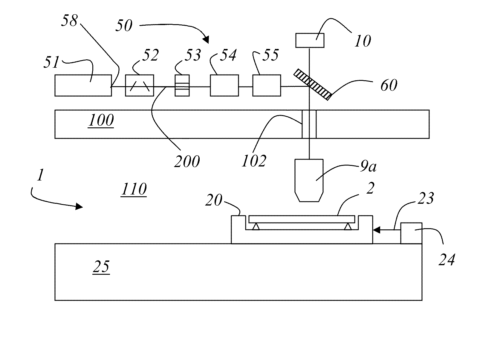 Device for Determining the Position of at Least One Structure on an Object, Use of an Illumination Apparatus with the Device and Use of Protective Gas with the Device