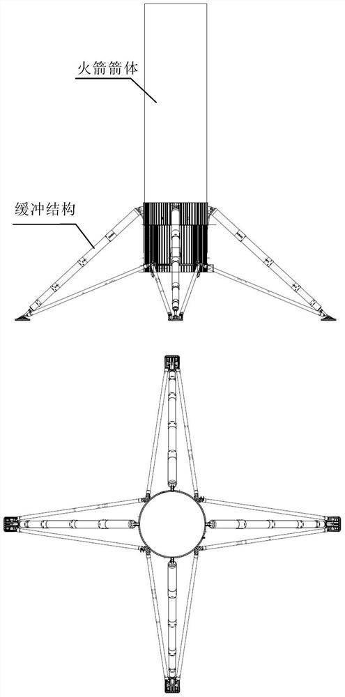 A large-span, foldable and reusable rocket landing buffer structure