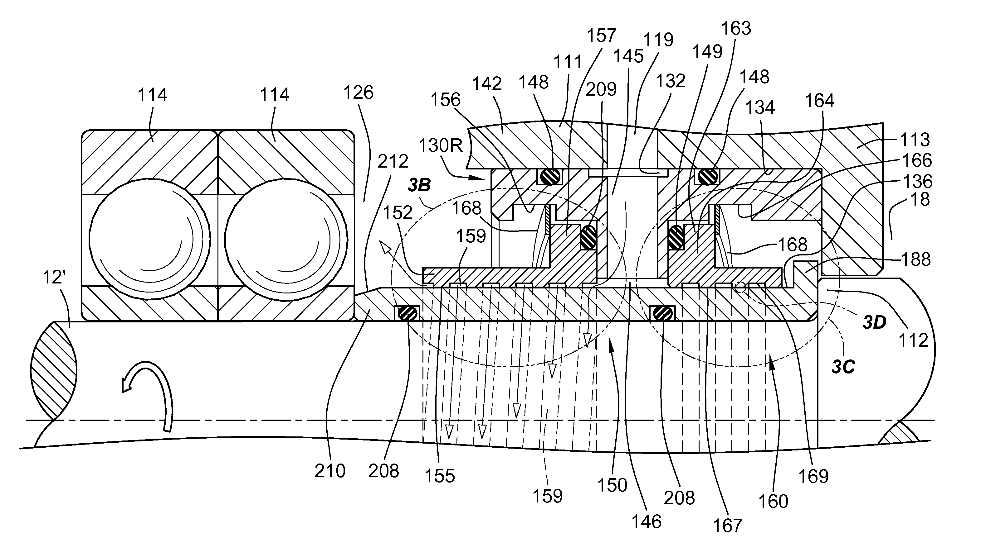 Seal for oil-free rotary displacement compressor