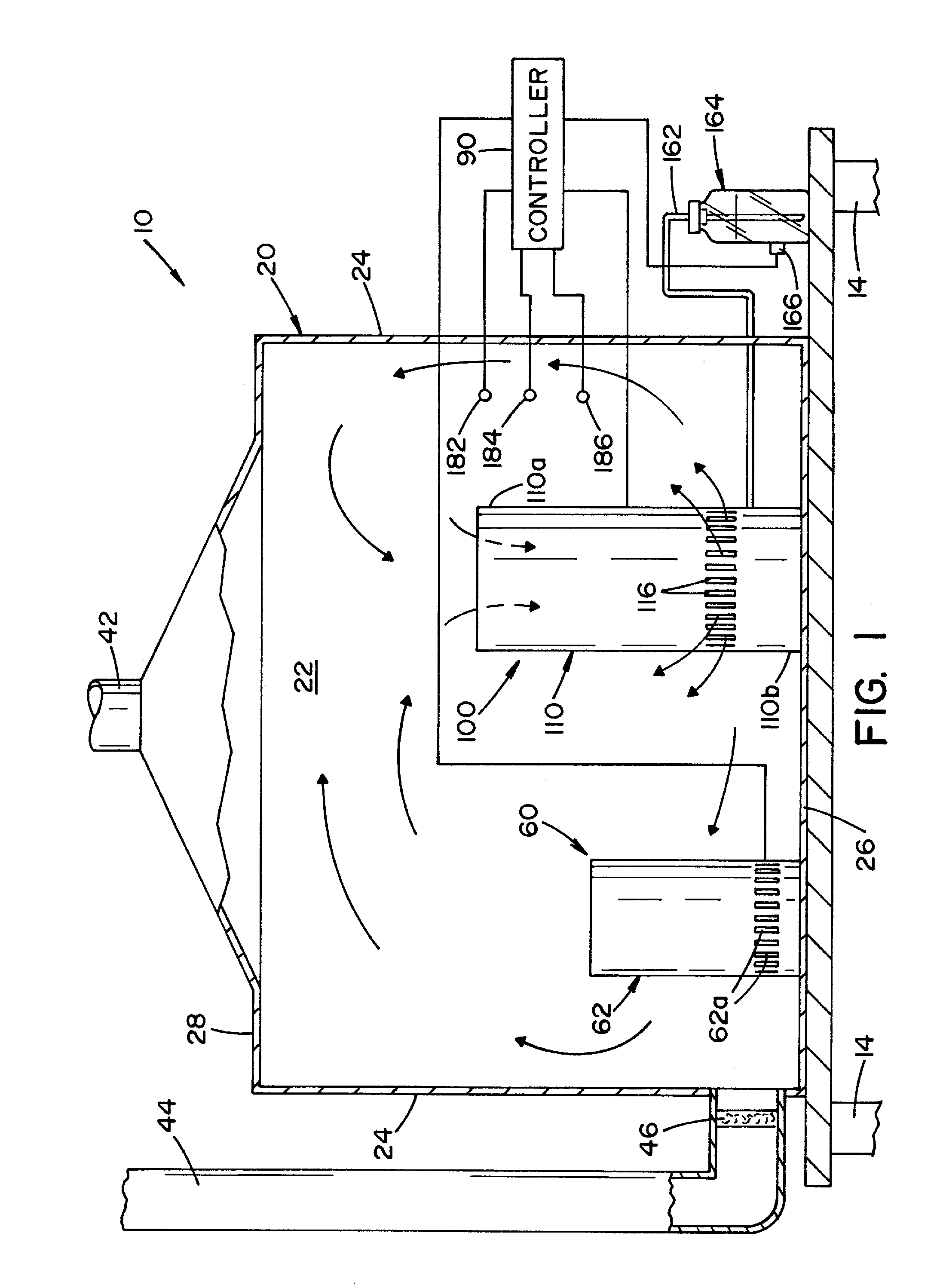 Biological safety cabinet with a falling-film evaporator