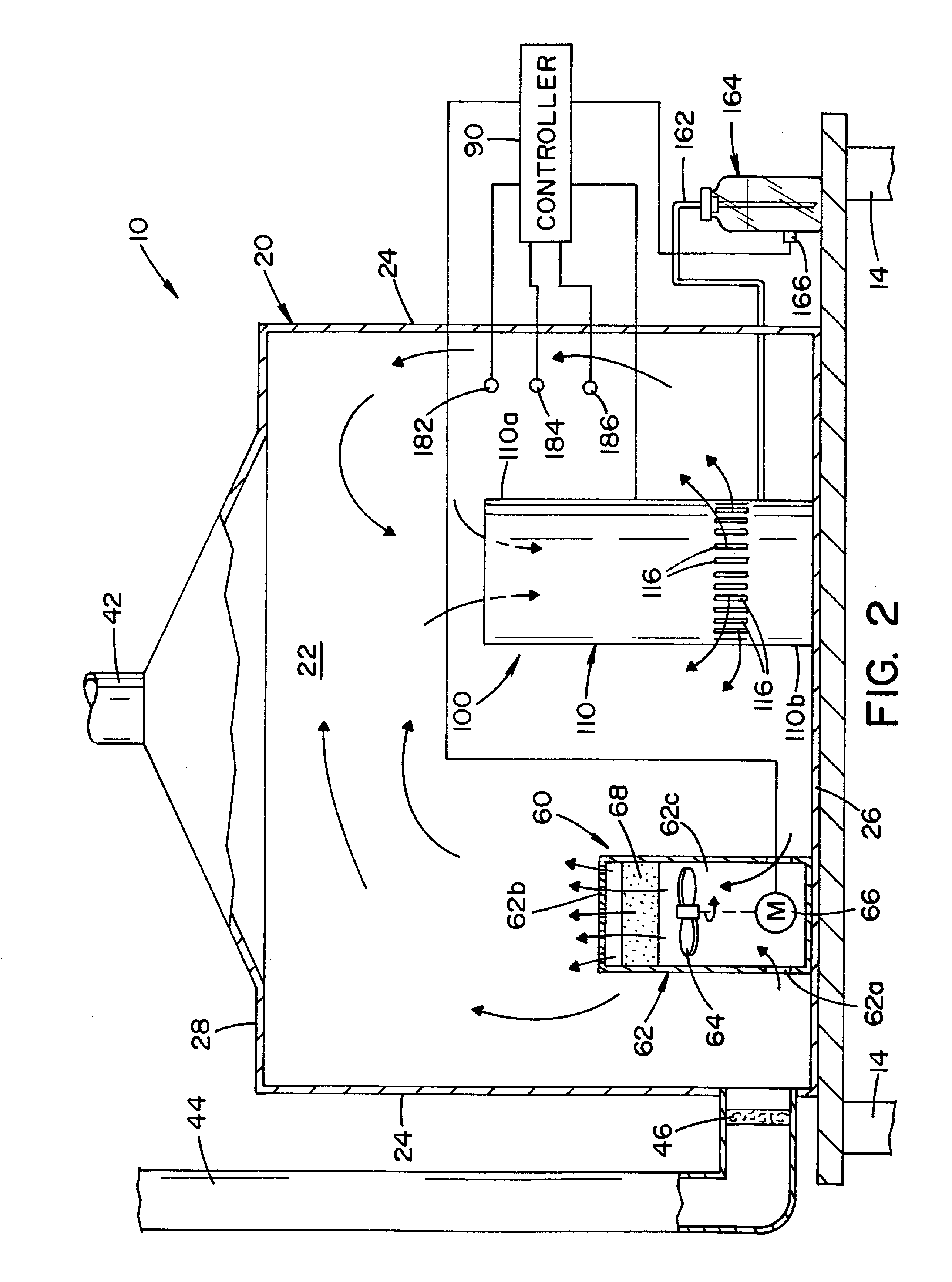 Biological safety cabinet with a falling-film evaporator