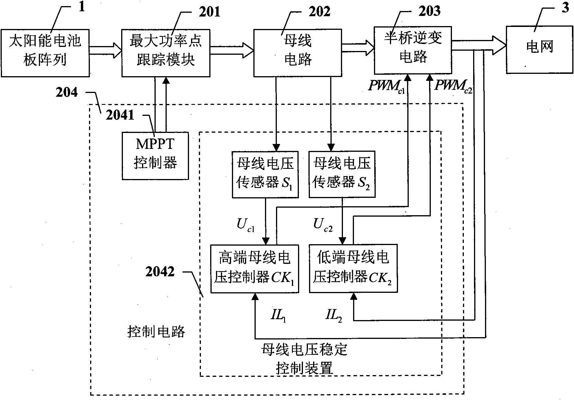 Bus voltage stabilization control device