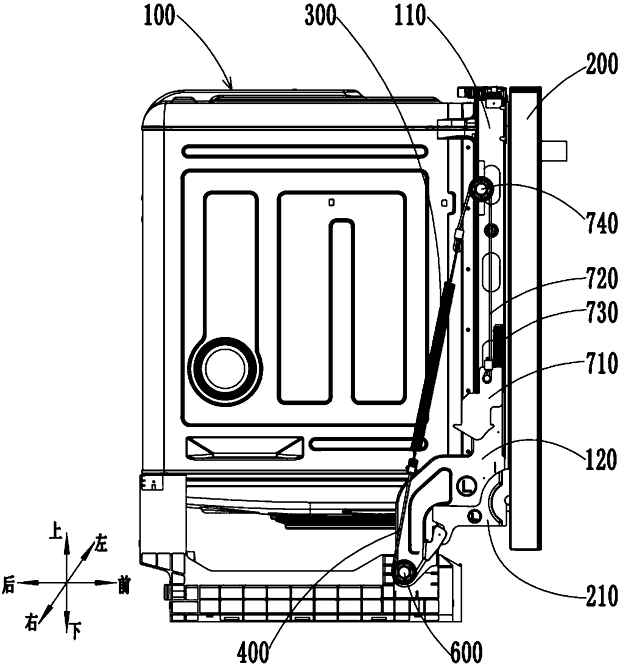 Door body locking assembly and dish washing machine