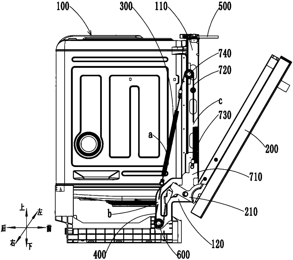 Door body locking assembly and dish washing machine