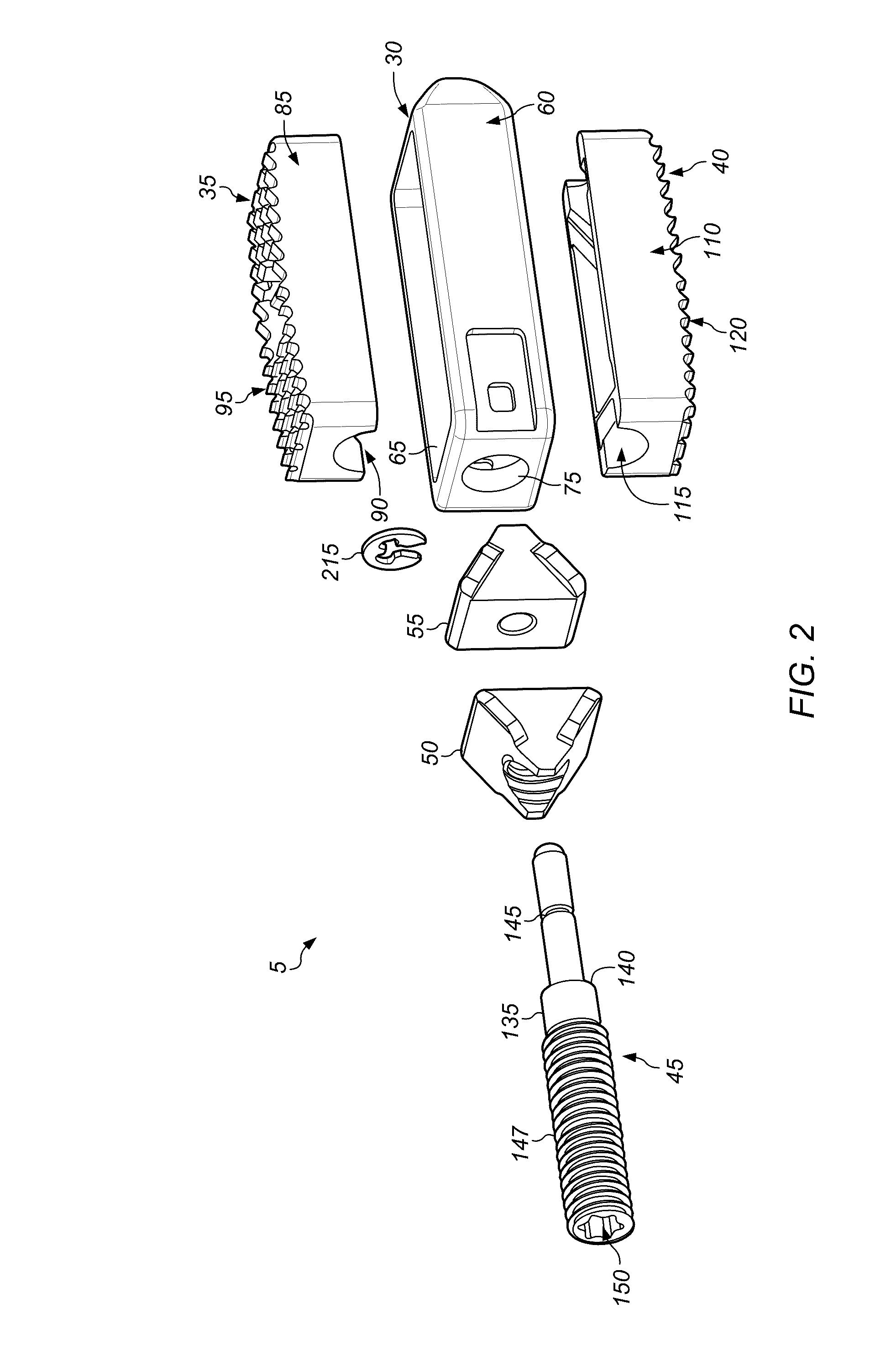 Expandable fusion device for positioning between adjacent vertebral bodies