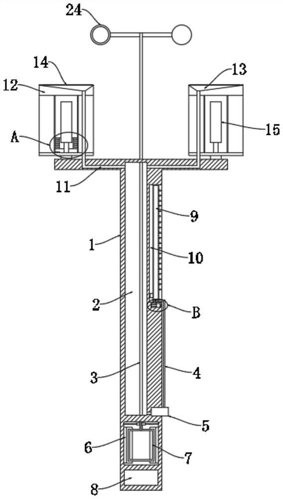 Municipal park street lamp with automatic irrigation function