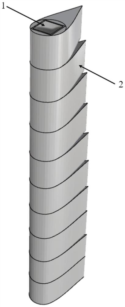 Active feathering type chimney enclosure structure capable of resisting strong wind and operation method