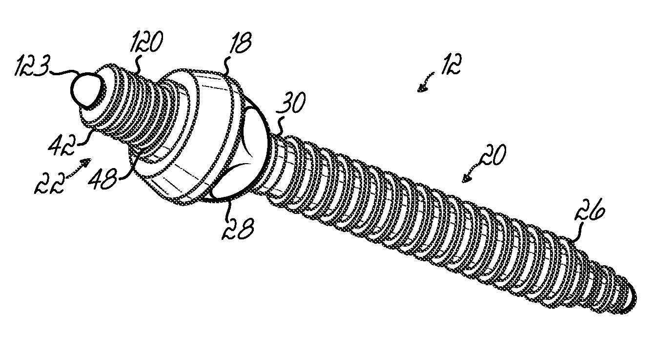 Polyaxial bone screw with torqueless fastening