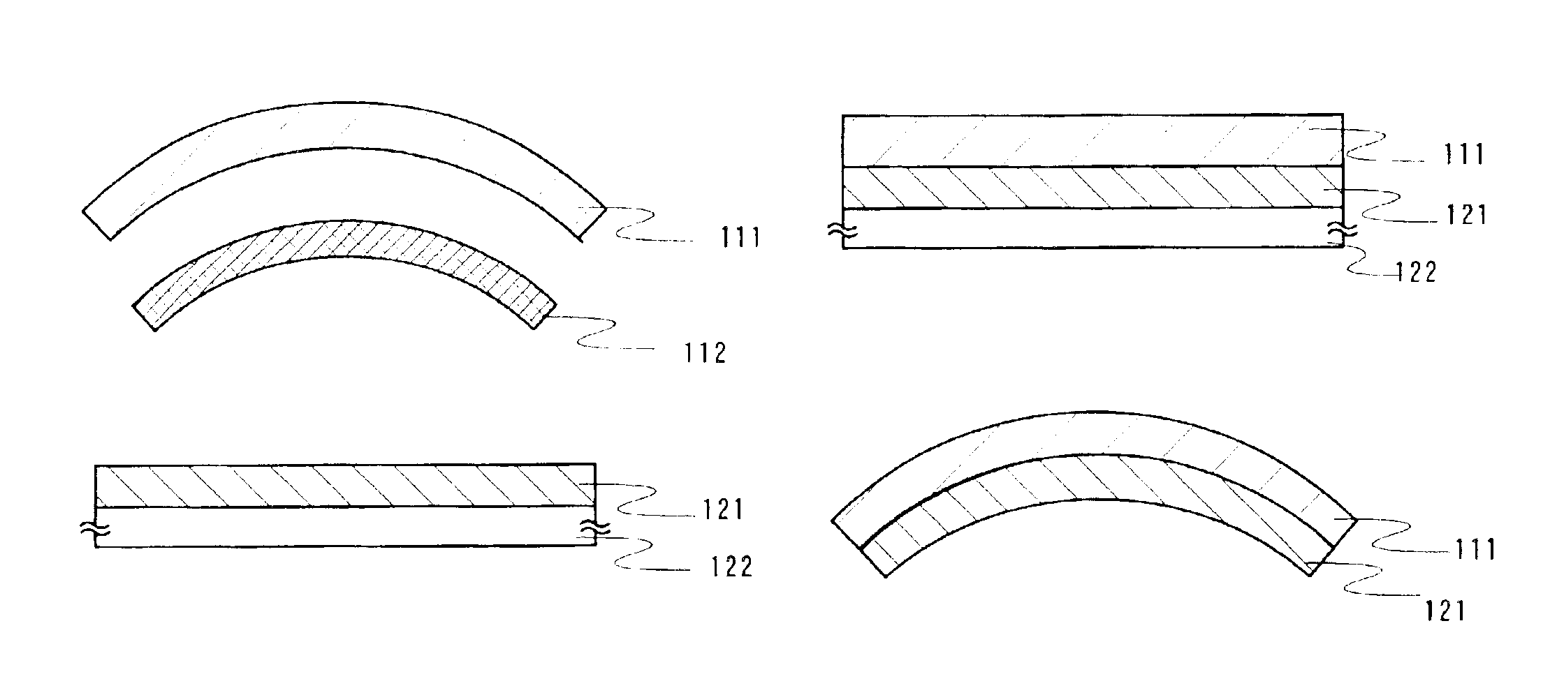 Method for fabricating a semiconductor device by transferring a layer to a support with curvature