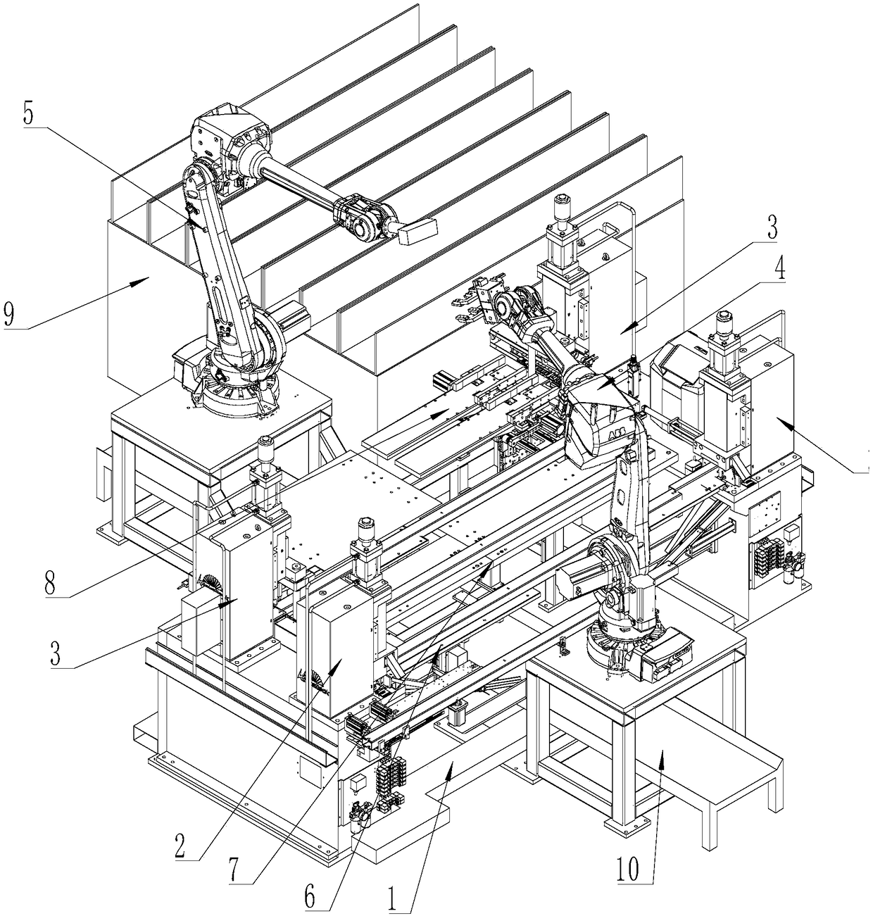 Punching and flanging integrated machine for rectangular pipes