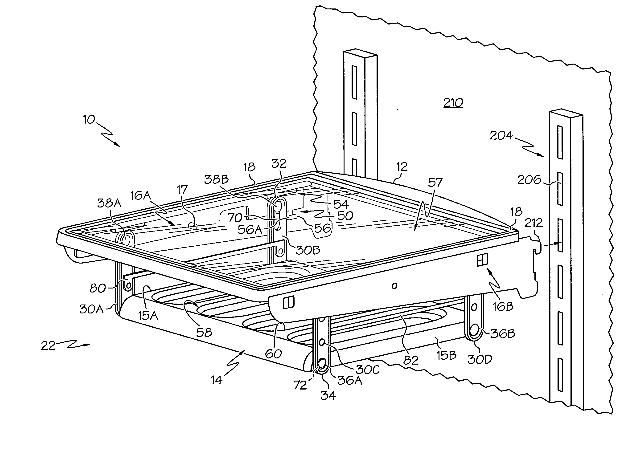 Drop-down shelf