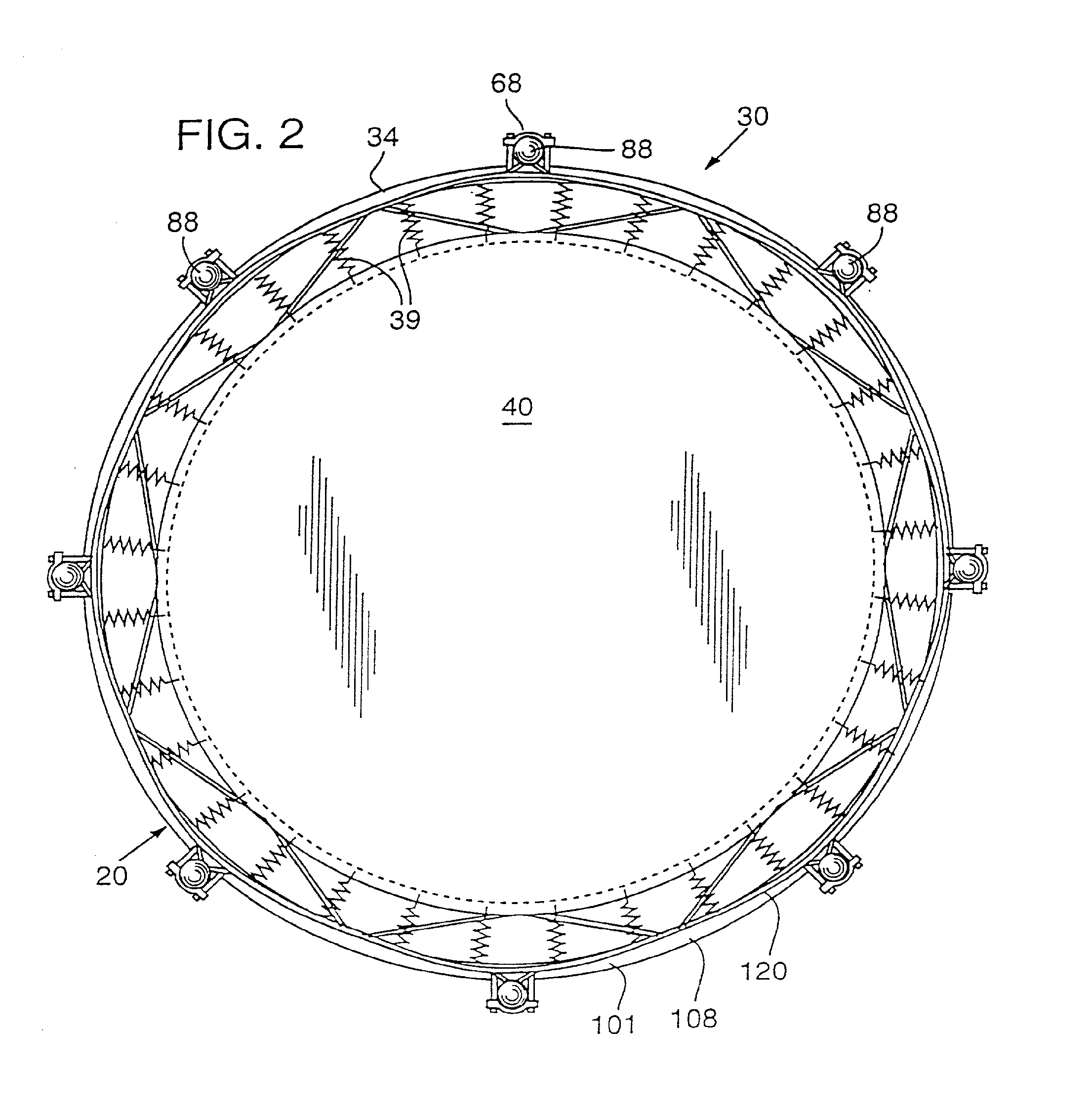 Trampoline or the like with enclosure