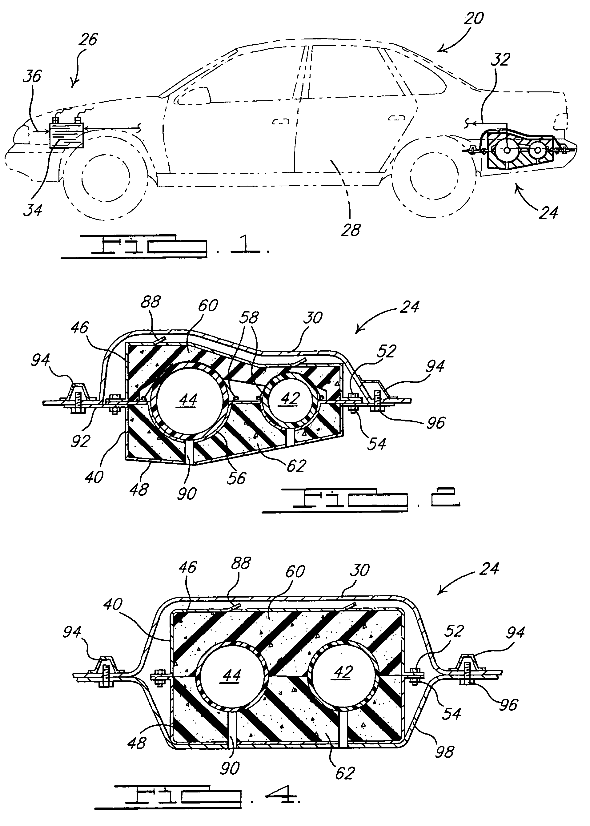 Container for gas storage tanks in a vehicle