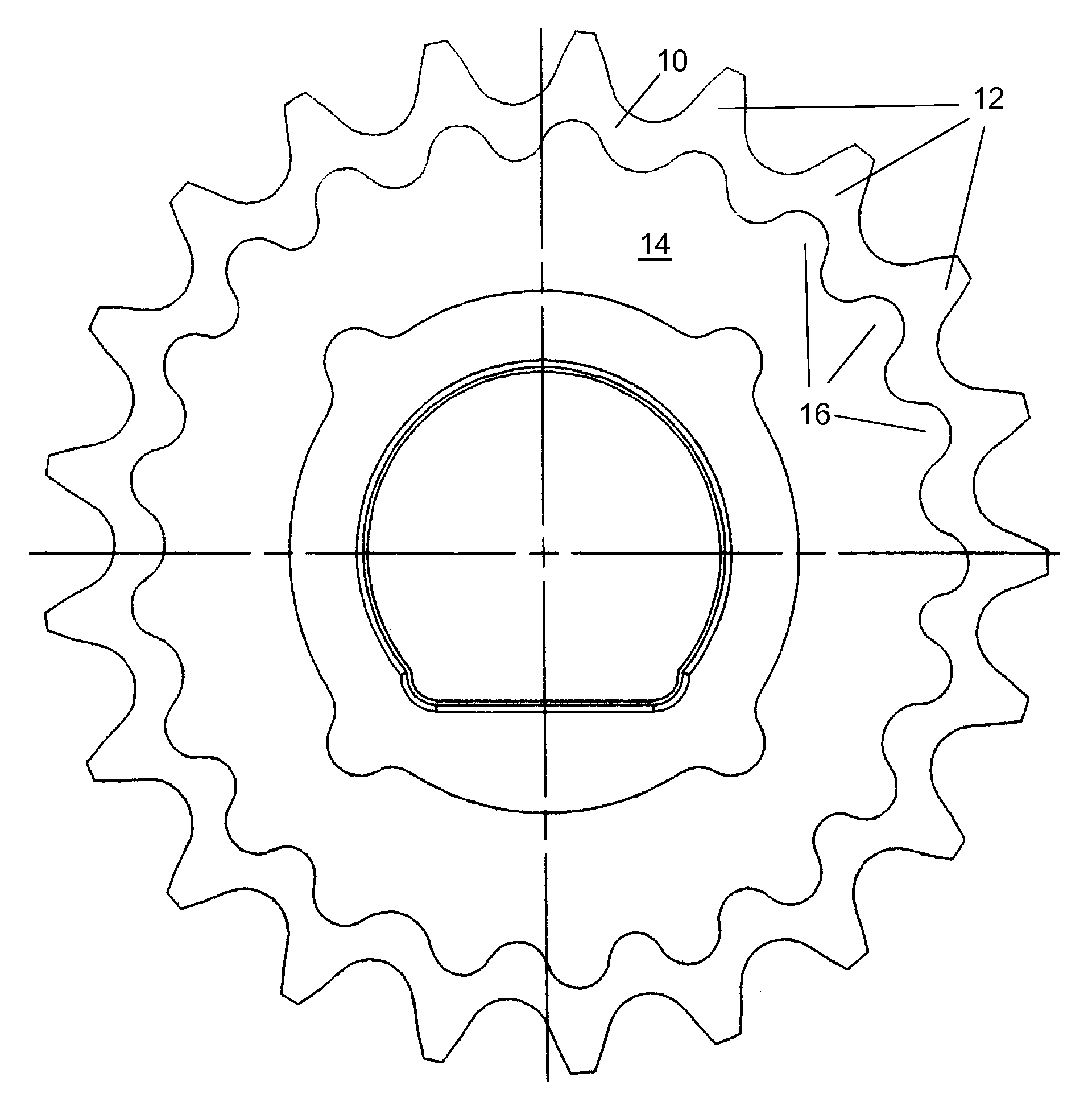 Random elastomer cushion rings for a chain sprocket