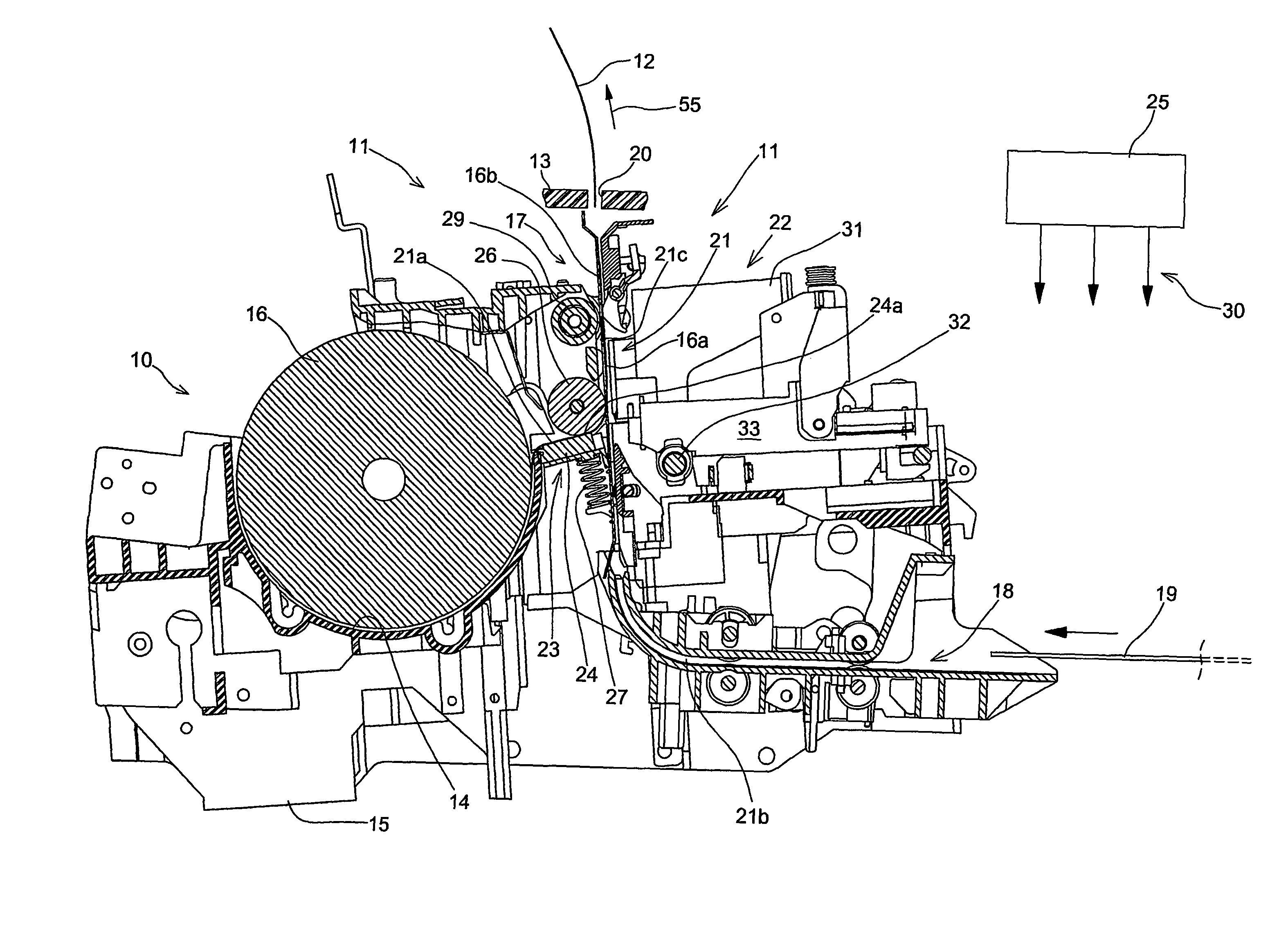 Device for printing receipts using two printing units, particularly on thermal paper, and related printing method