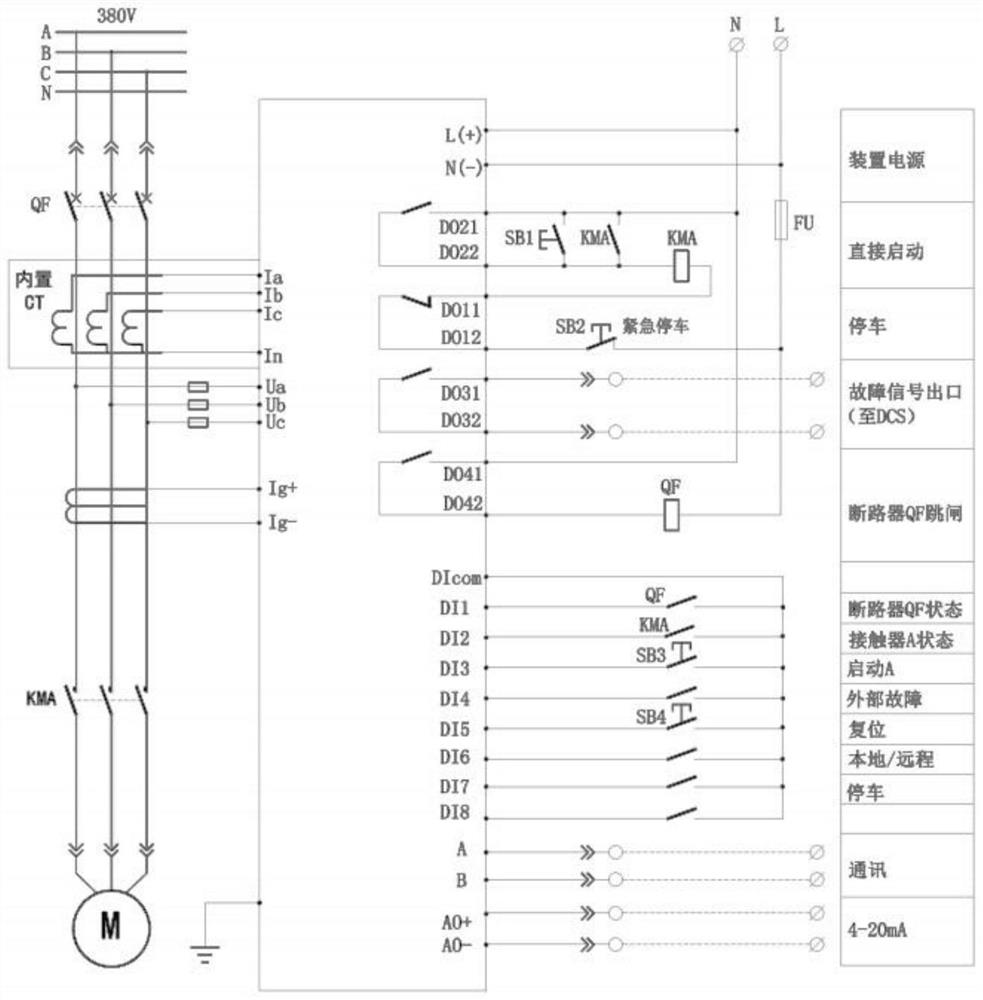 Protection control system for direct starting of motor