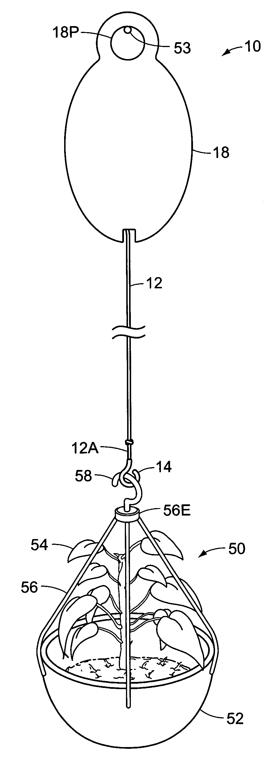 Adjustable hanger for a potted plant