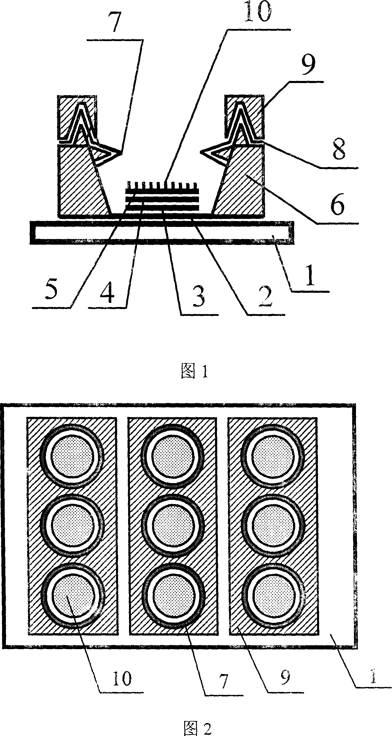 Flat board display of fold-line type grid controlled structure and mfg. process