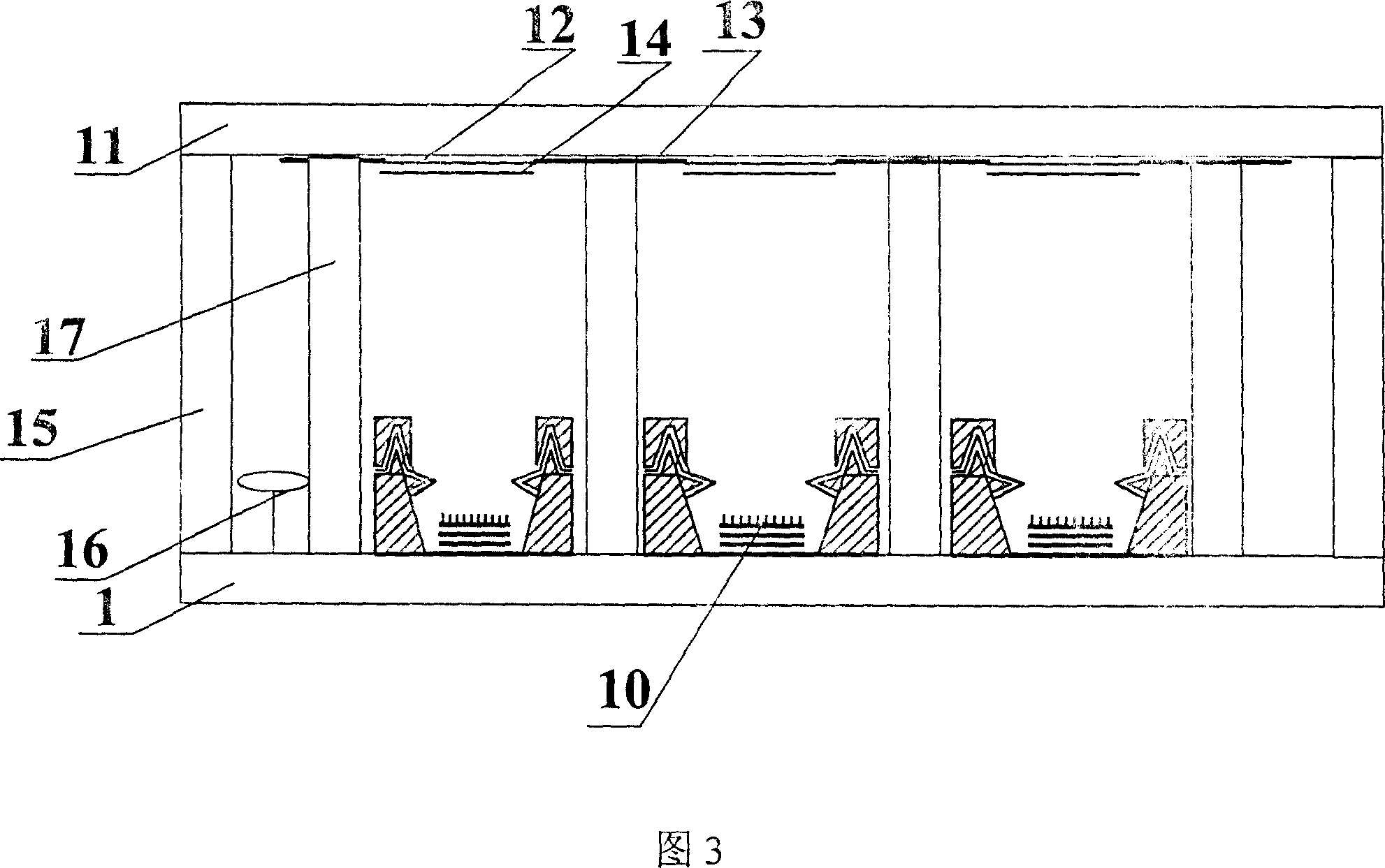 Flat board display of fold-line type grid controlled structure and mfg. process