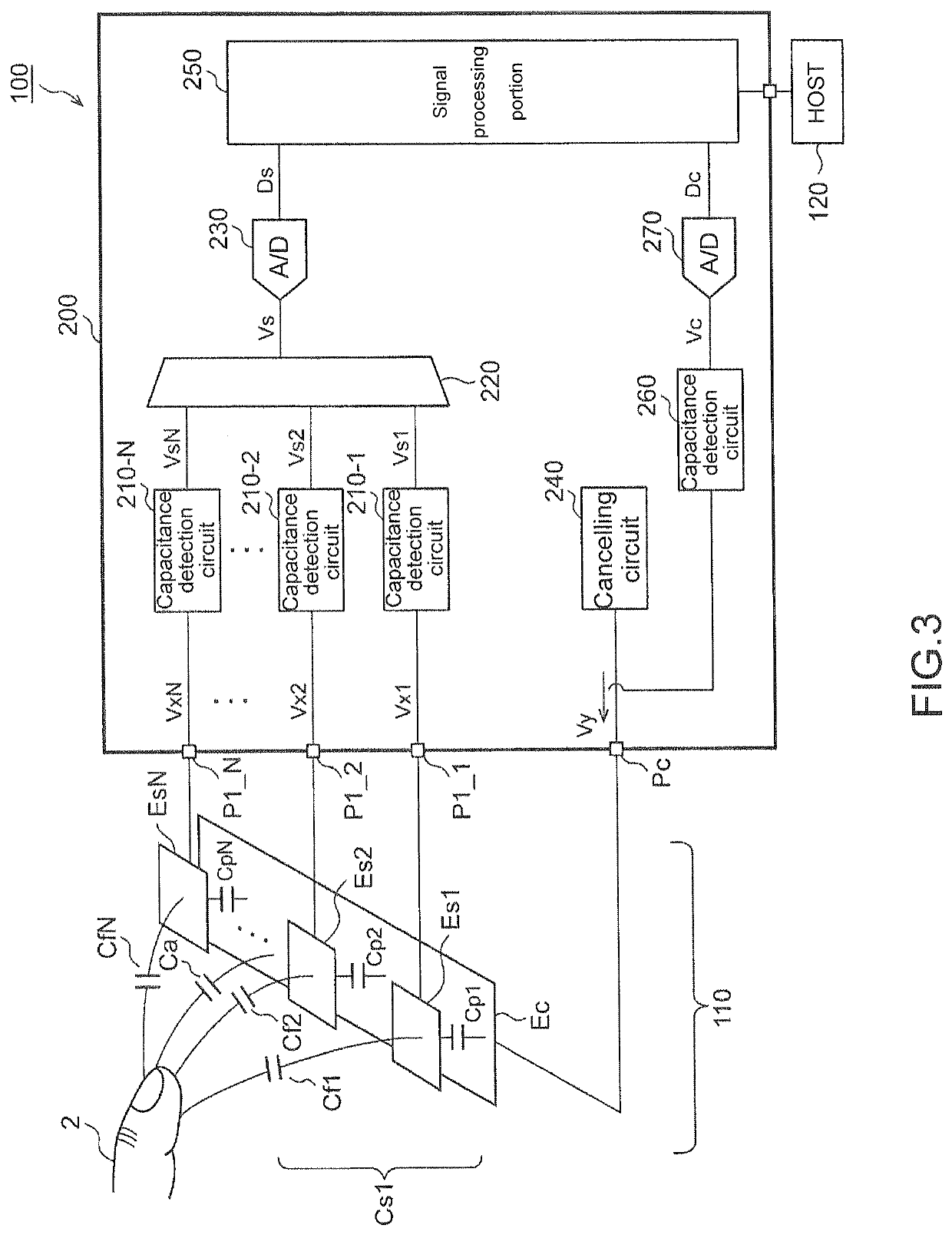 Touch detection circuit, input device and electronic apparatus