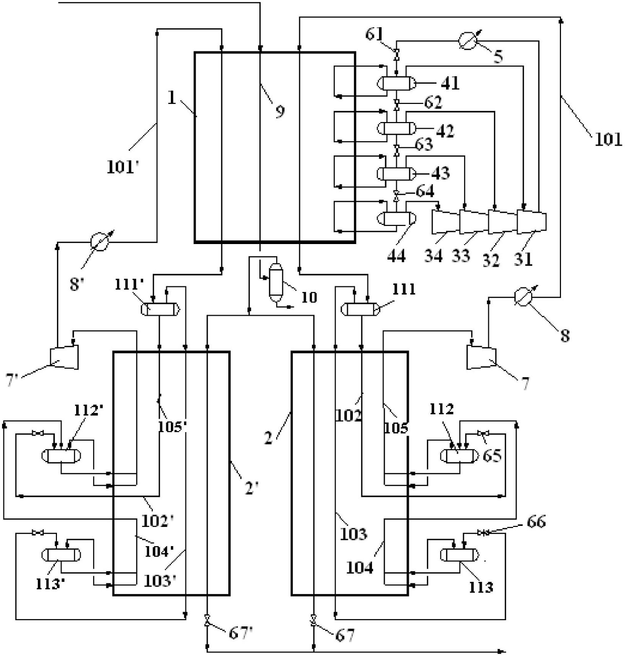 Propane pre-cooling double-mixing refrigerant parallel-connection liquefaction system