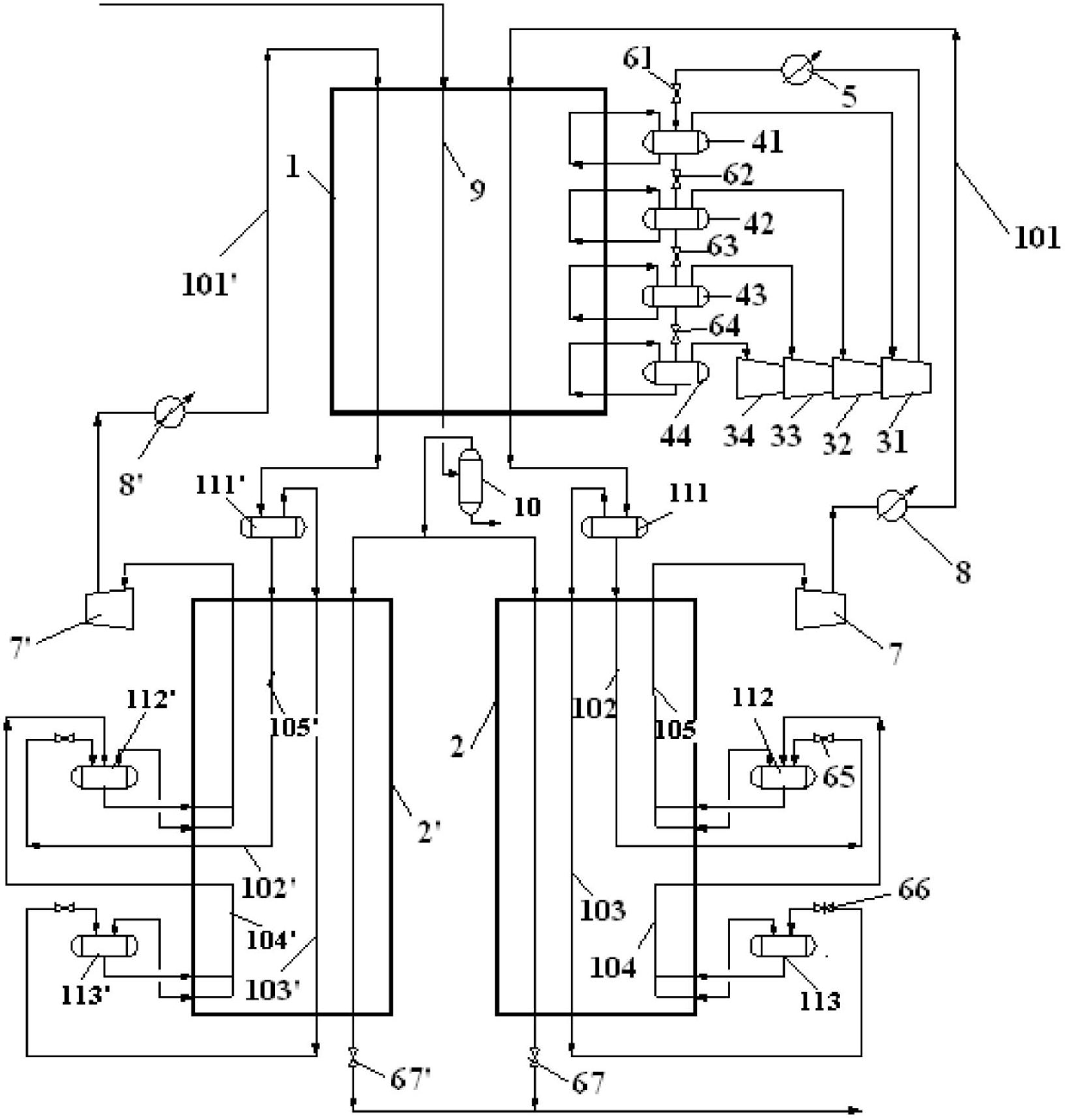 Propane pre-cooling double-mixing refrigerant parallel-connection liquefaction system