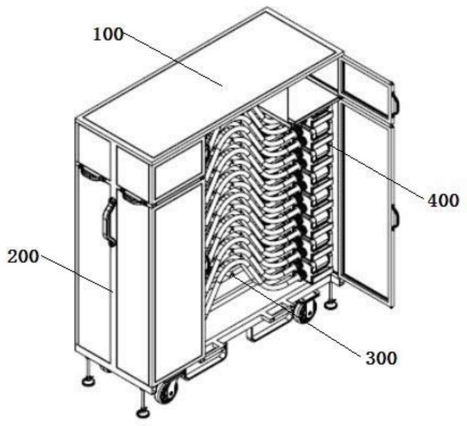 Cable type electrical connector storing and conveying device