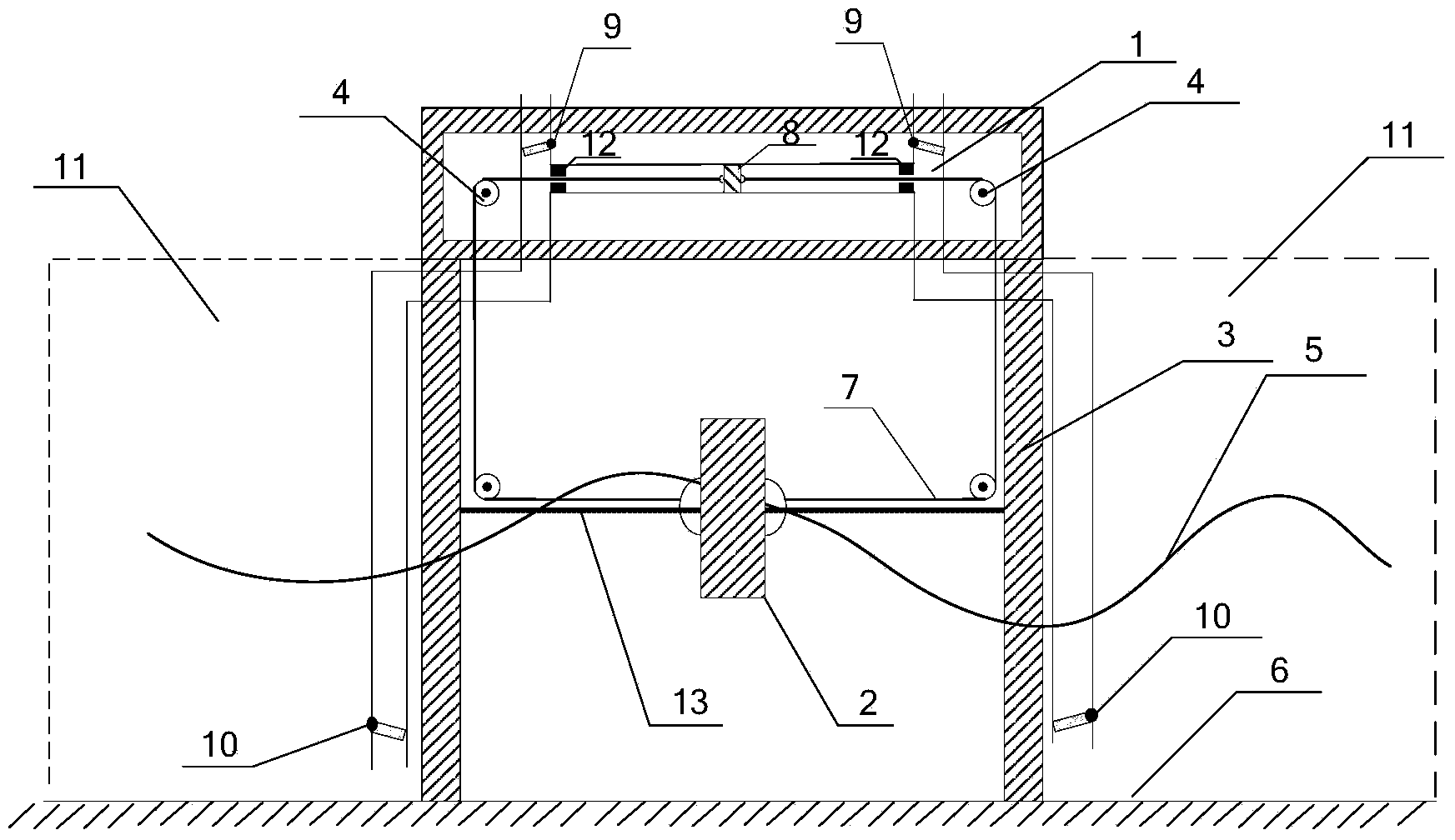 Wave energy oxygen supply device utilizing horizontal-movement float