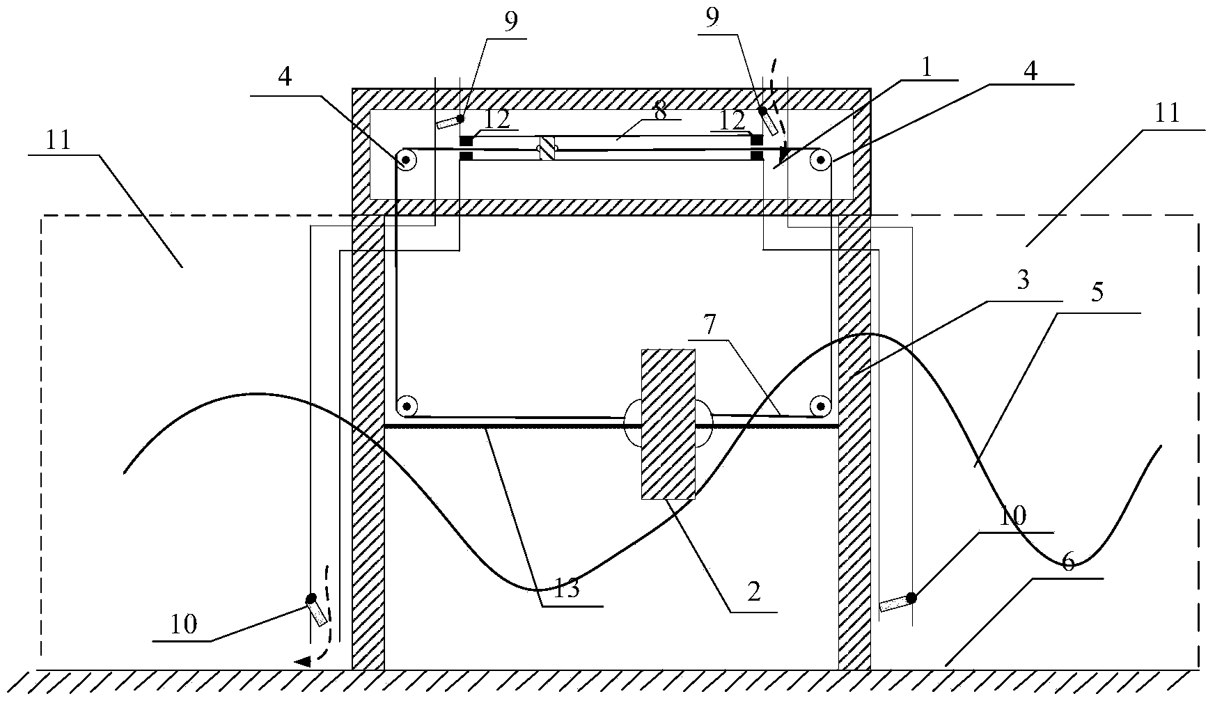 Wave energy oxygen supply device utilizing horizontal-movement float