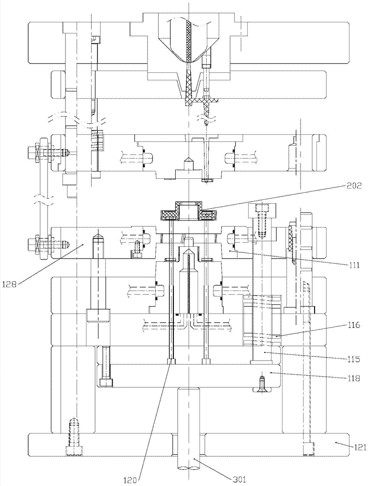 Demoulding structure for plastic helical gear injection molding