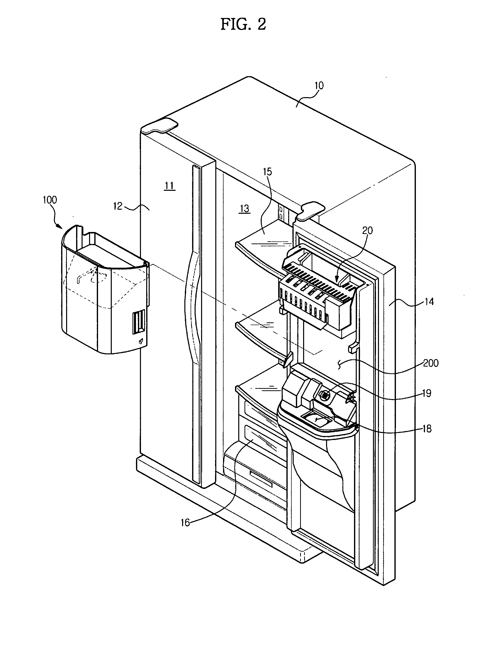 Refrigerator and ice storage container therefor