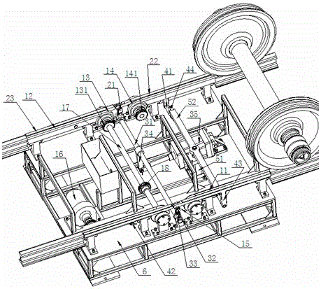 Passable railway wheel set inspection platform with rotary drive