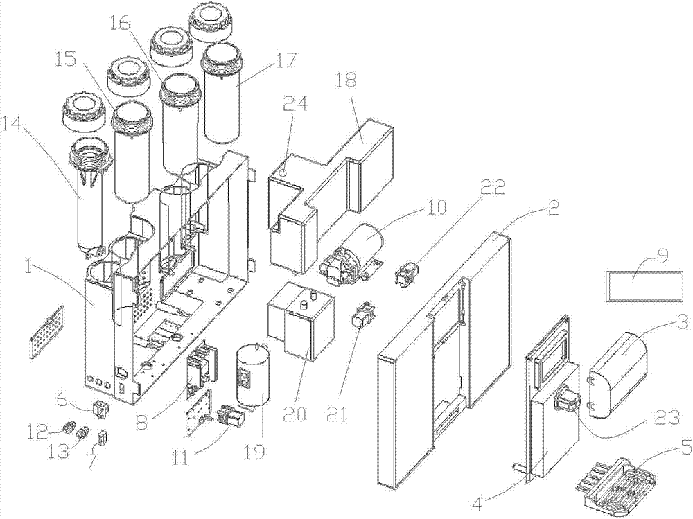 All-touch intelligent reverse osmose cold and hot integrated straight drink machine and control method thereof