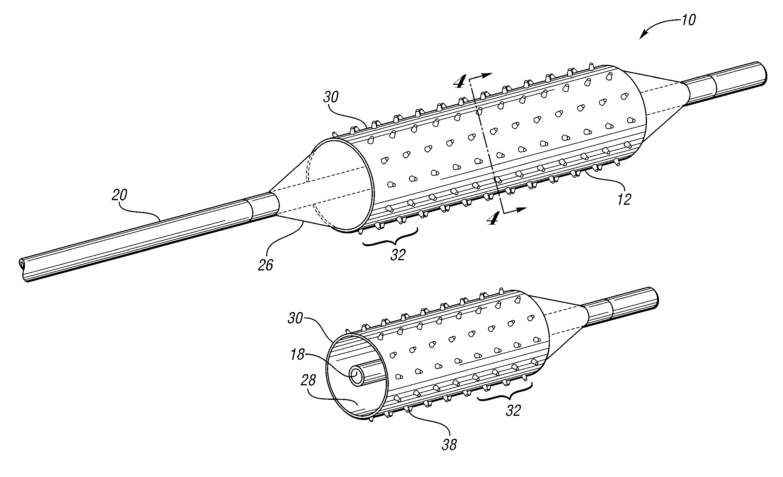 Catheter system with balloon-mounted plaque-modifying elements