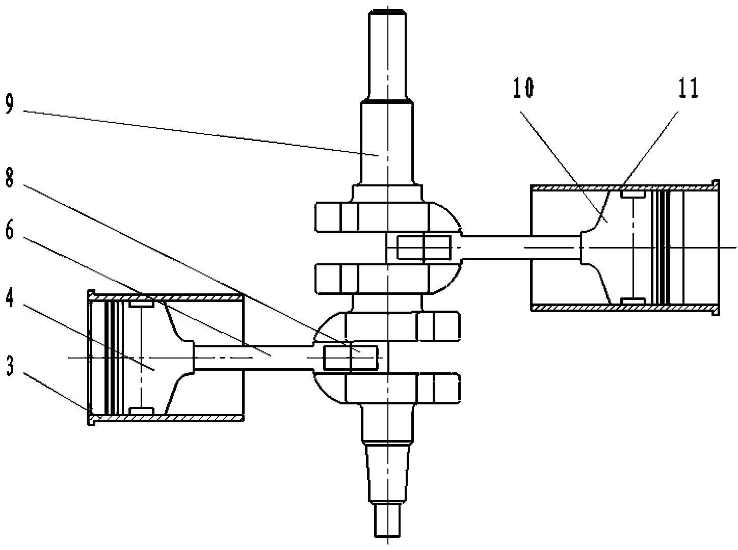 Dynamic balance type internal combustion air compressor