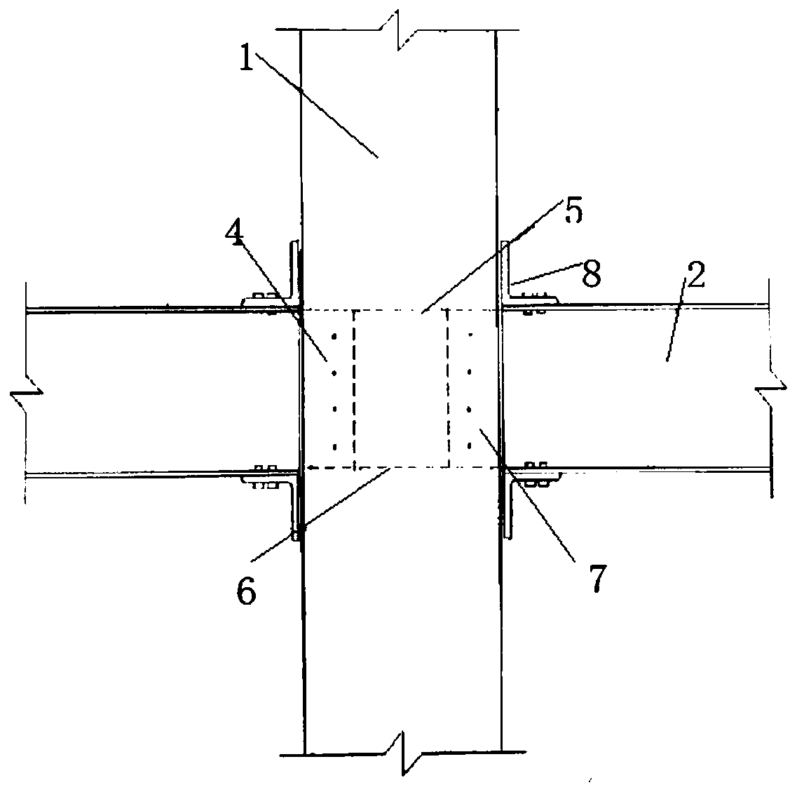 A connection node between a steel beam and a concrete filled steel tube column and its construction method