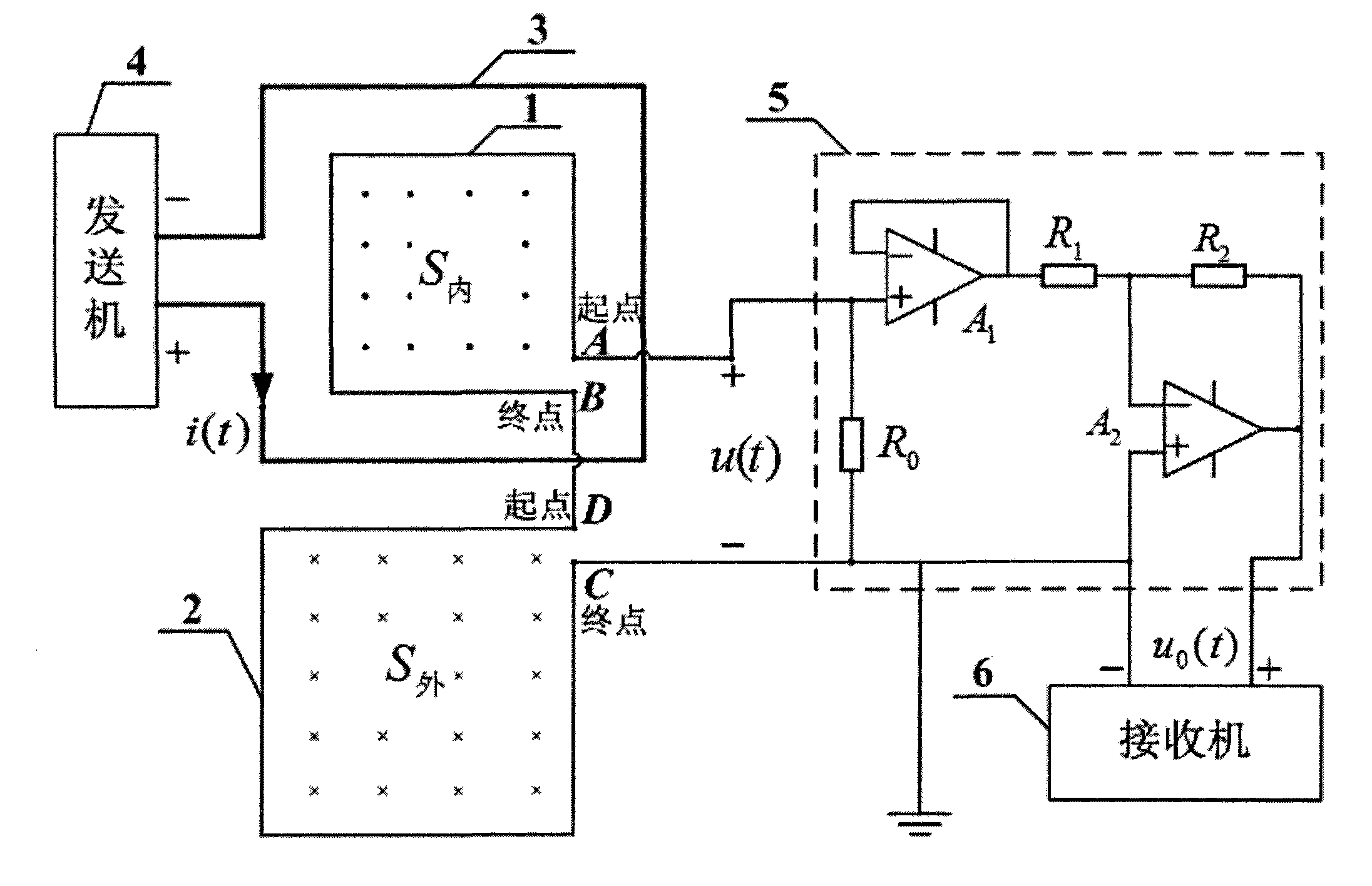 Electromagnetic prospecting sending-receiving integration method and device