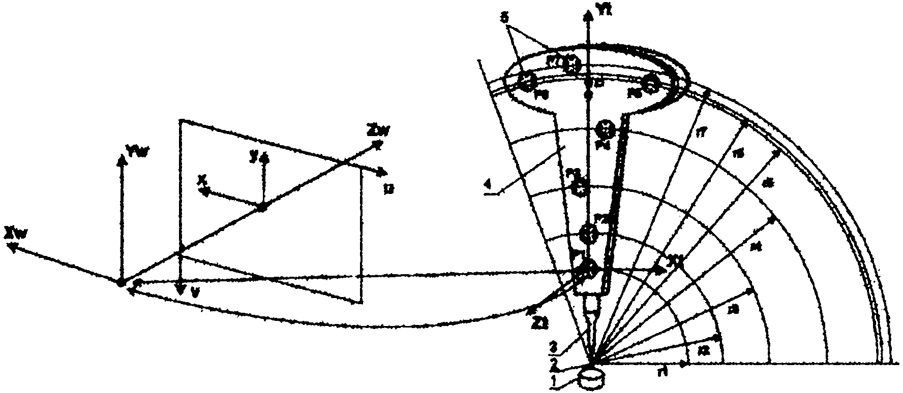 Multi-camera system calibrating method based on optical imaging test head and visual graph structure