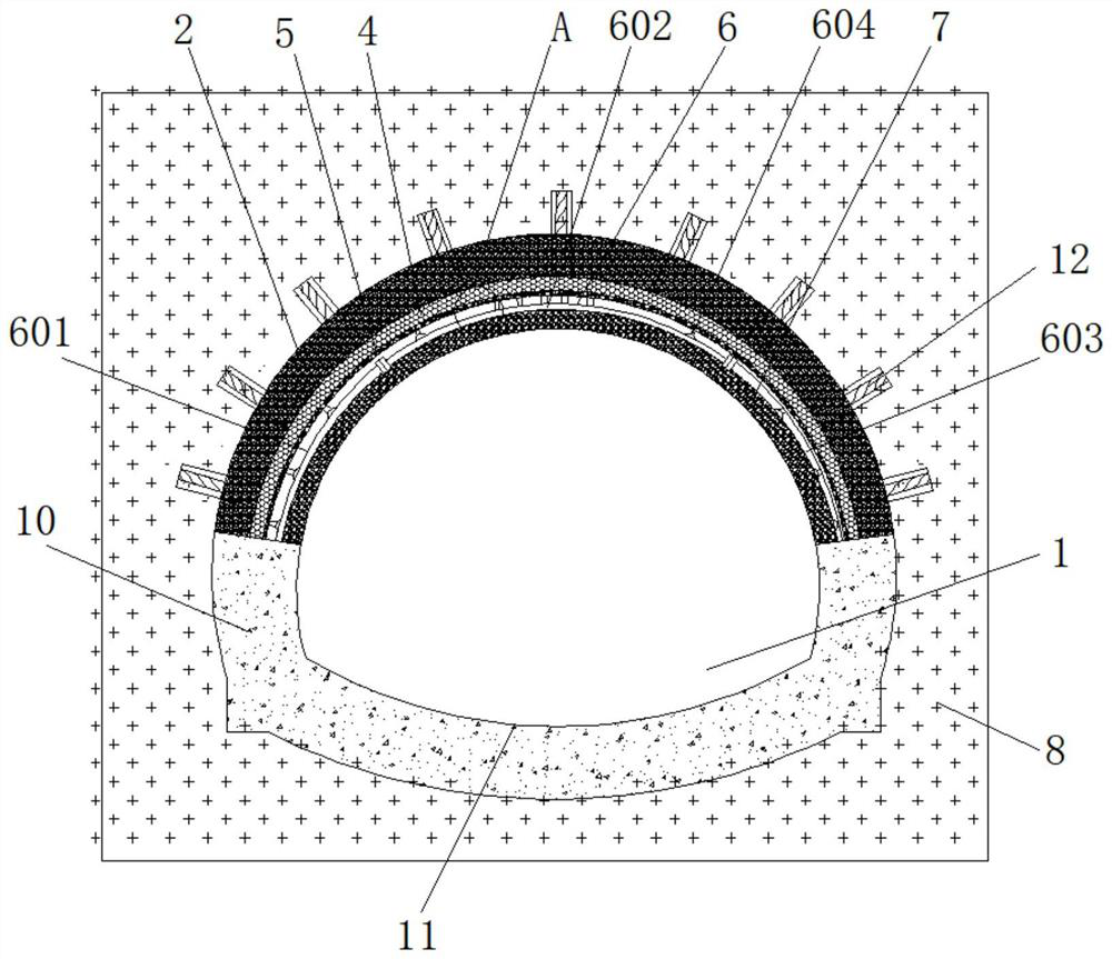 Tunnel composite supporting structure for controlling rock creep effect and construction method thereof