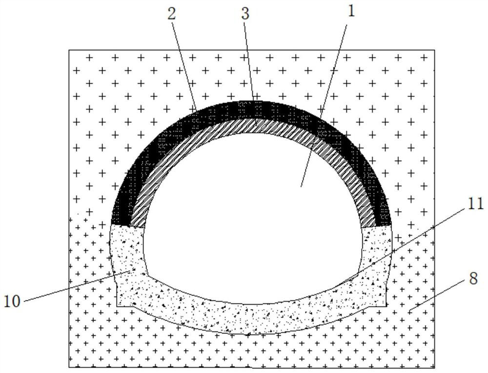 Tunnel composite supporting structure for controlling rock creep effect and construction method thereof