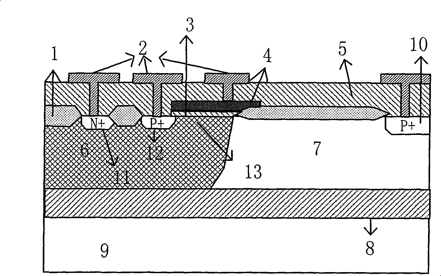 High voltage P type SOI MOS transistor