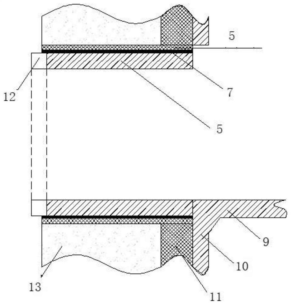 Rectangular jacking pipe joint concrete pouring method utilizing bin dividing steel plates