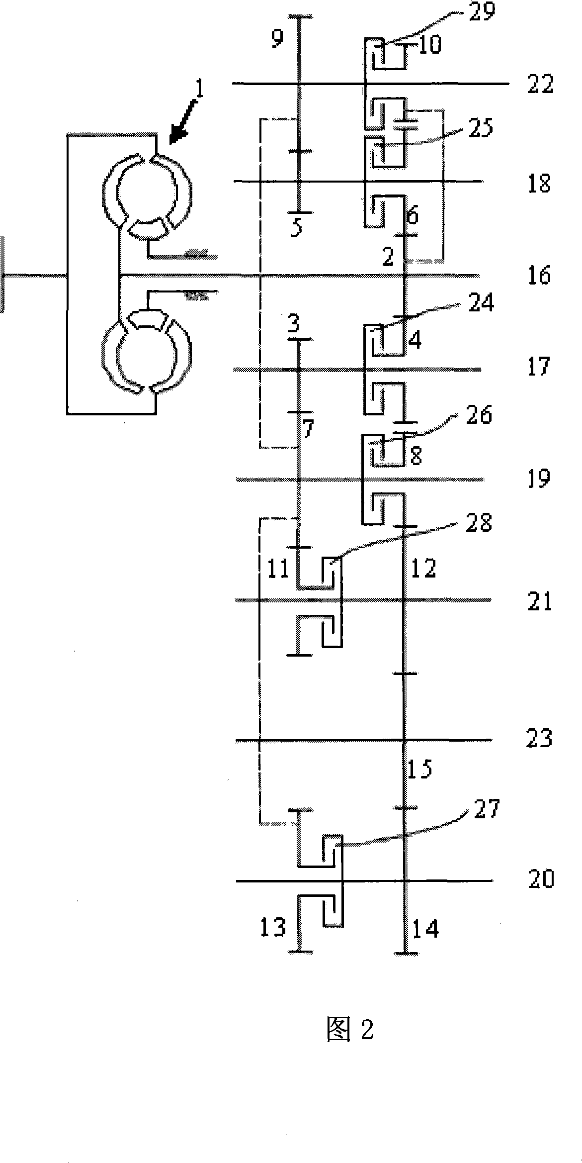 Dynamic gear shifting transmission-gear box suitable for engineering machinery