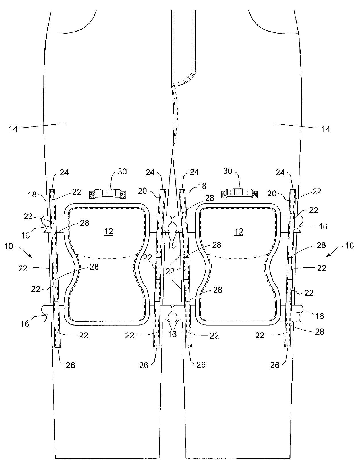 Pantleg holding mechanism for knee pads