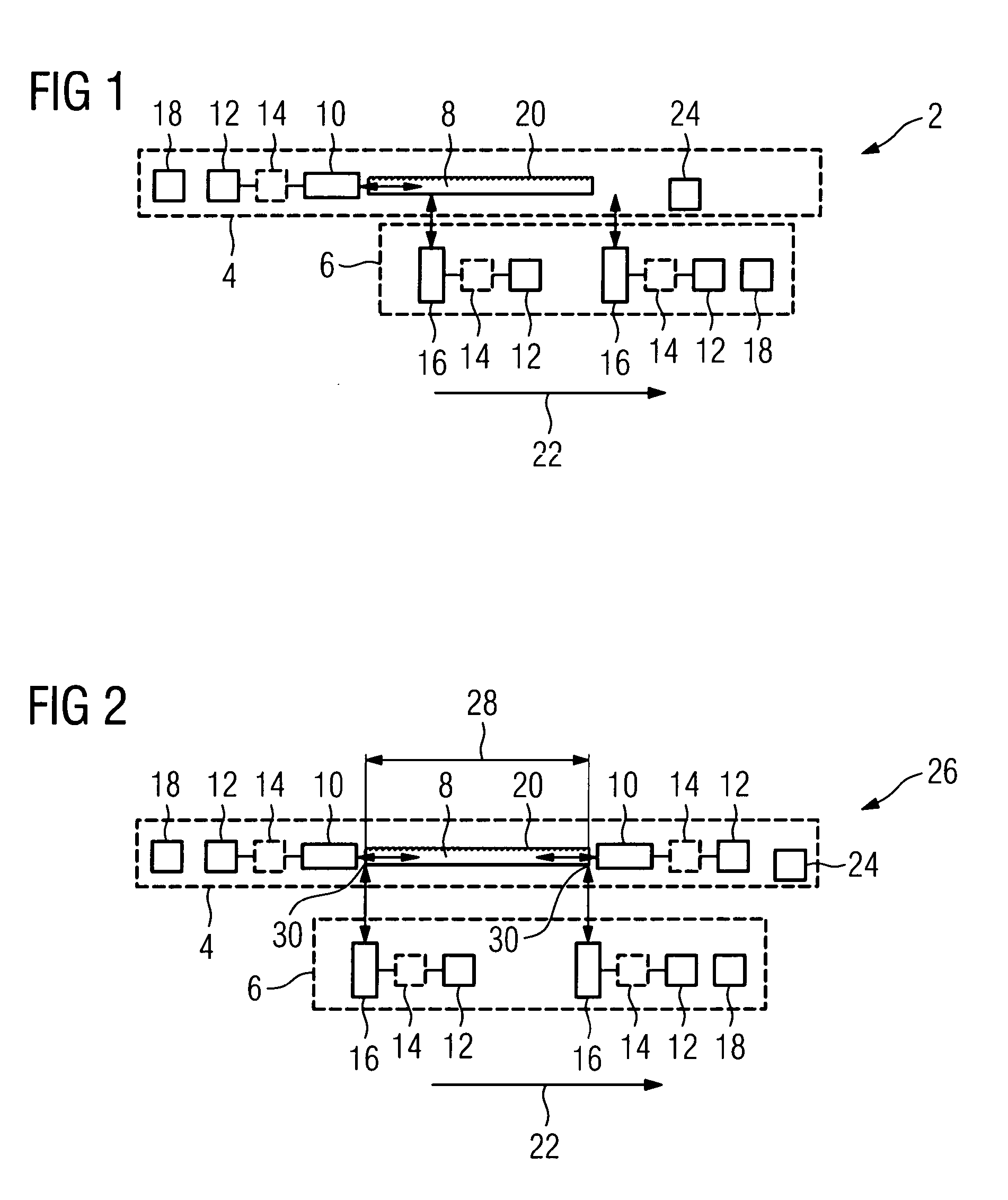 Apparatus for transmitting data between two systems which move relative to one another