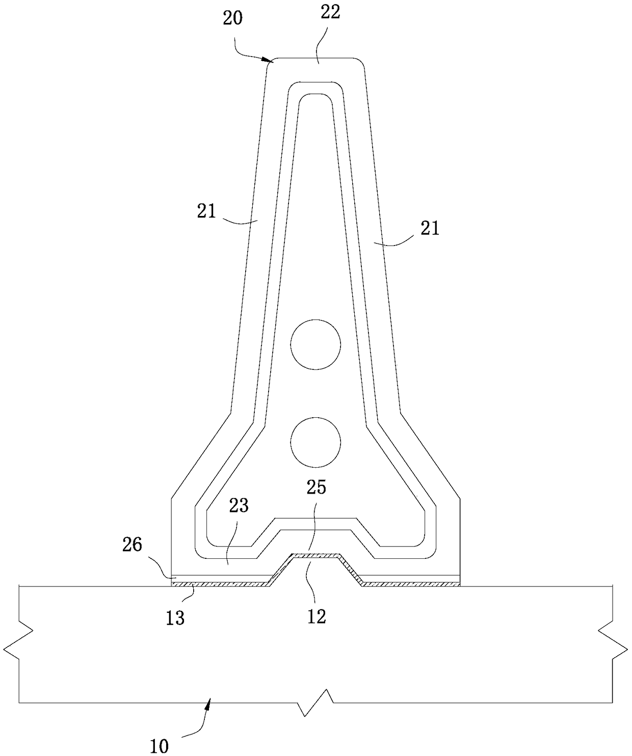 Prefabricated UHPC central anti-collision guardrail grouting connection structure