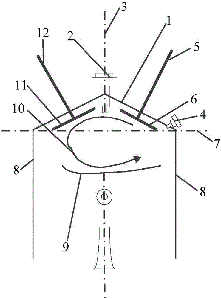 Anticlockwise-tumble-ratio combustion system for automotive engine