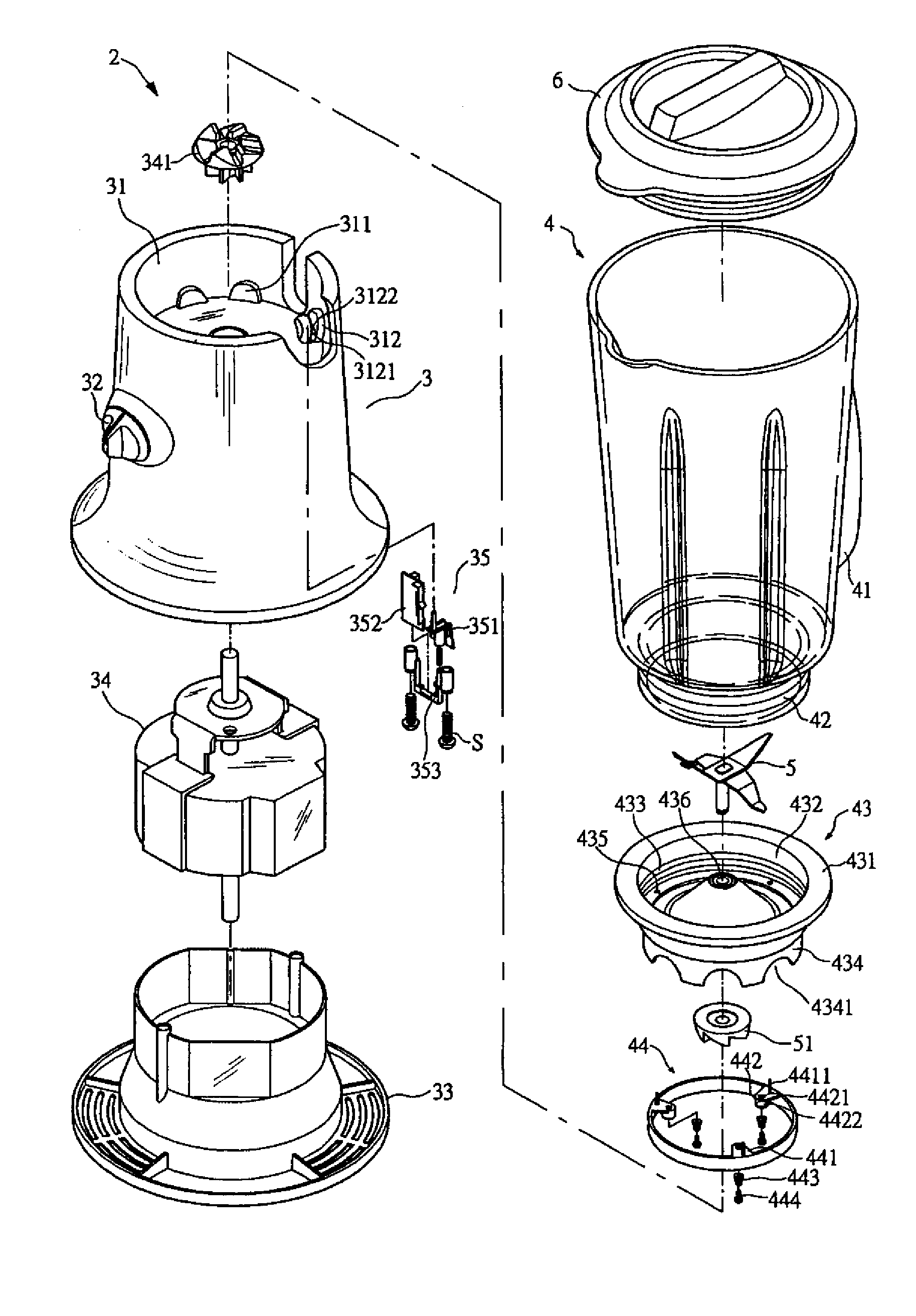 Safety device for blender